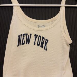 Brandy Melville Cream Crop Top with Black Print